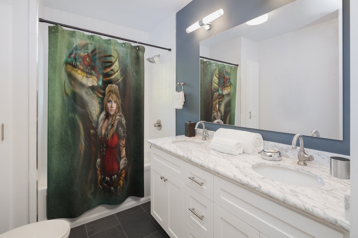 Viking Beauty Shower Curtain - HTTYD Inspired Fantasy Art Bathroom Decor