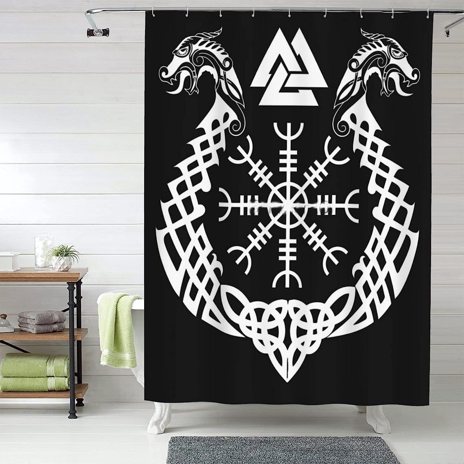 Viking Helmet Shower Curtain for a Warrior-Inspired Space