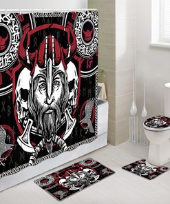 Viking Horn Helmet and Axe Shower Curtain - Bathroom Decoration