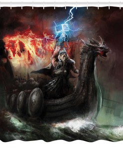 Viking In Thorn Ship Shower Curtain Bathroom Print