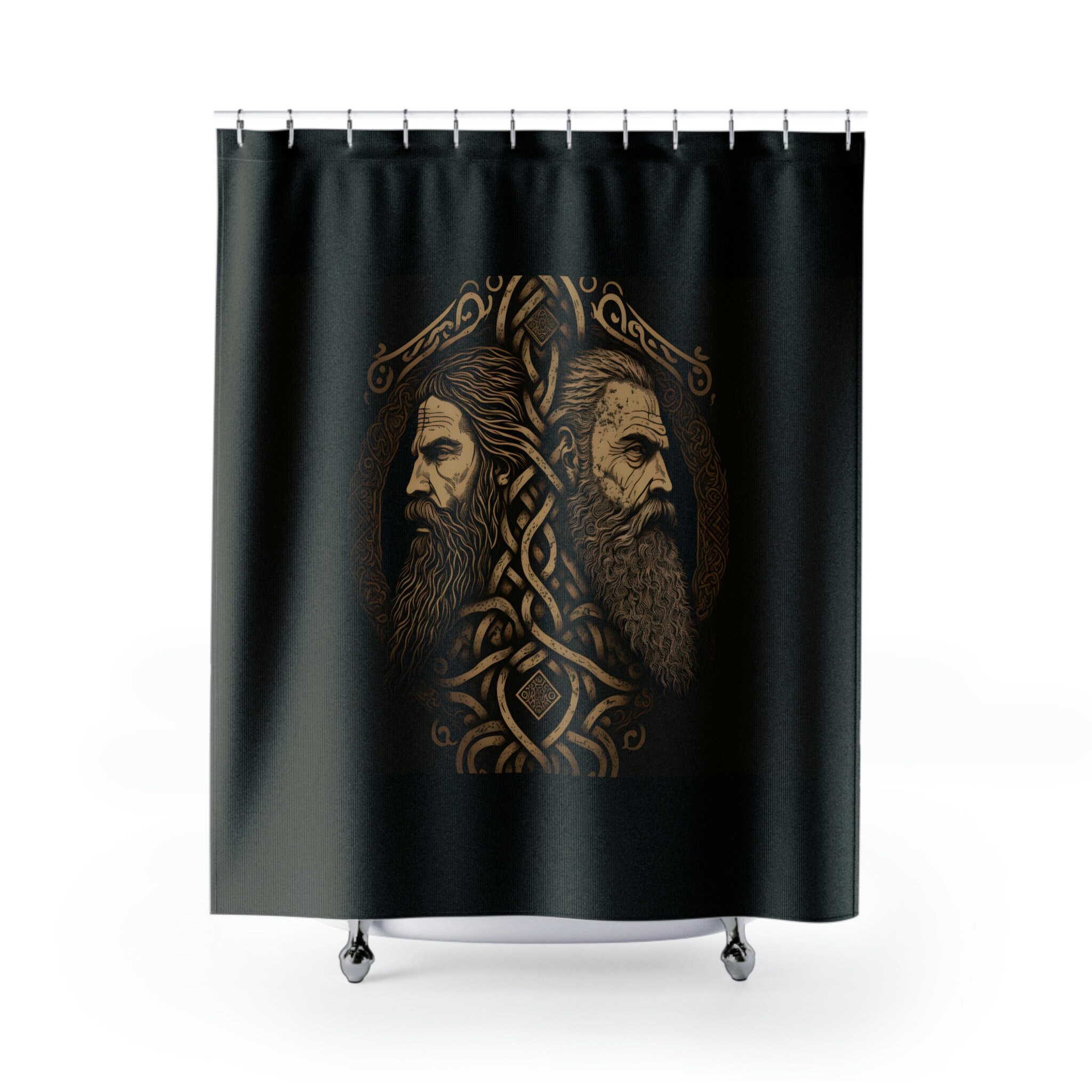 Viking Knotwork Brokkr And Sindri Dwarven Brothers Shower Curtain - Image 2