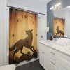 Viking Knotwork Shower Curtain - Chasing the Sun Design with Viking Story - Housewarming Gift for Viking Enthusiasts