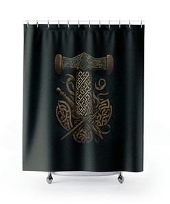 Viking Knotwork Shower Curtain for a Mythical Bathroom
