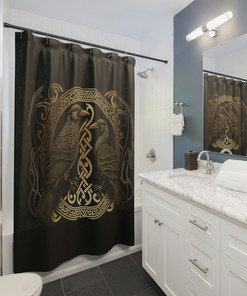 Viking Knotwork Story Shower Curtain For Housewarming Gift