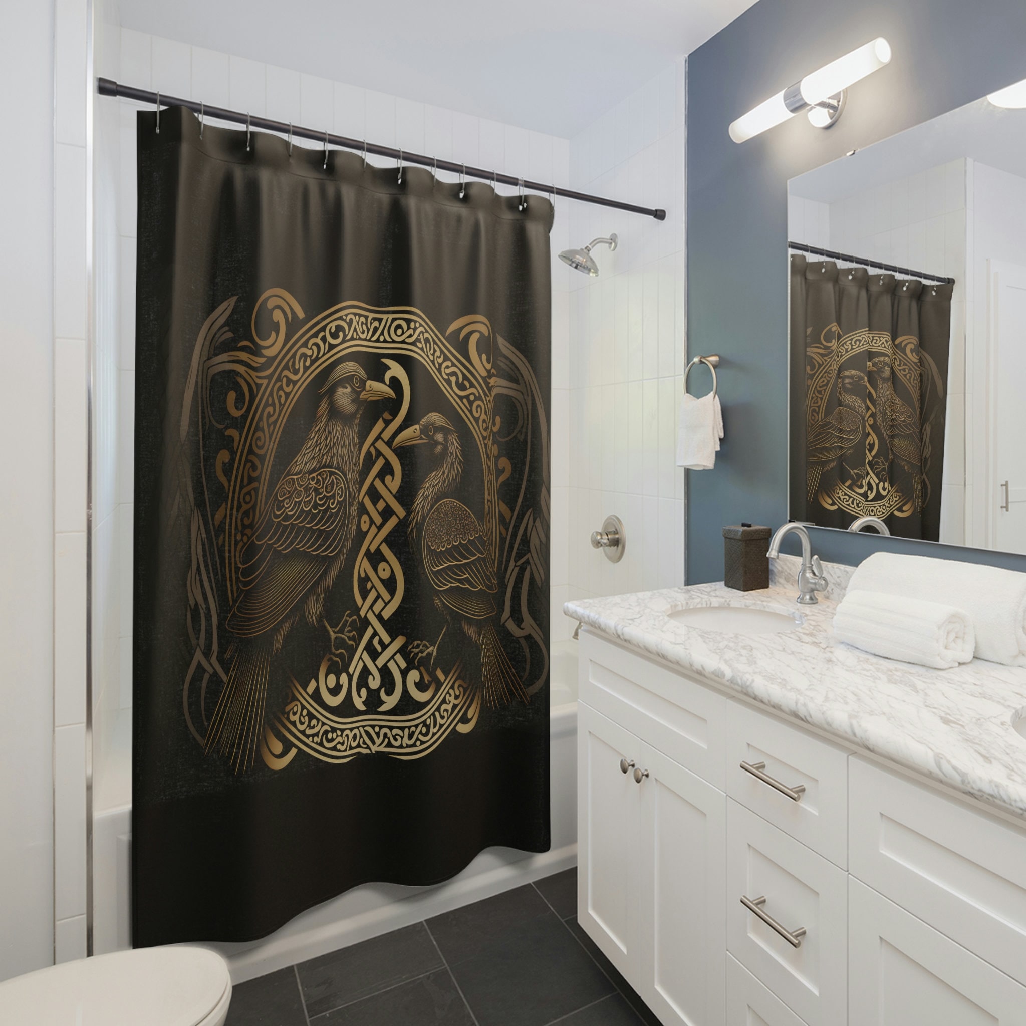 Viking Knotwork Story Shower Curtain For Housewarming Gift