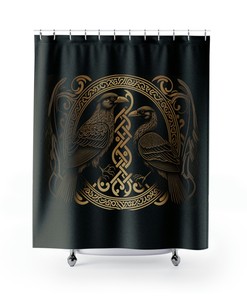 Viking Knotwork Story Shower Curtain For Housewarming Gift
