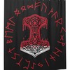 Viking Mjolnir and Norse Rune Wheel Shower Curtain for Unique Home Decoration