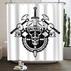 Viking National Symbol Axe Skull Shower Curtain, Black and White Abstract Bathroom Decor, Fabric Bath Curtain