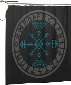 Viking Norse Mythology Warrior Compass Print Shower Curtain