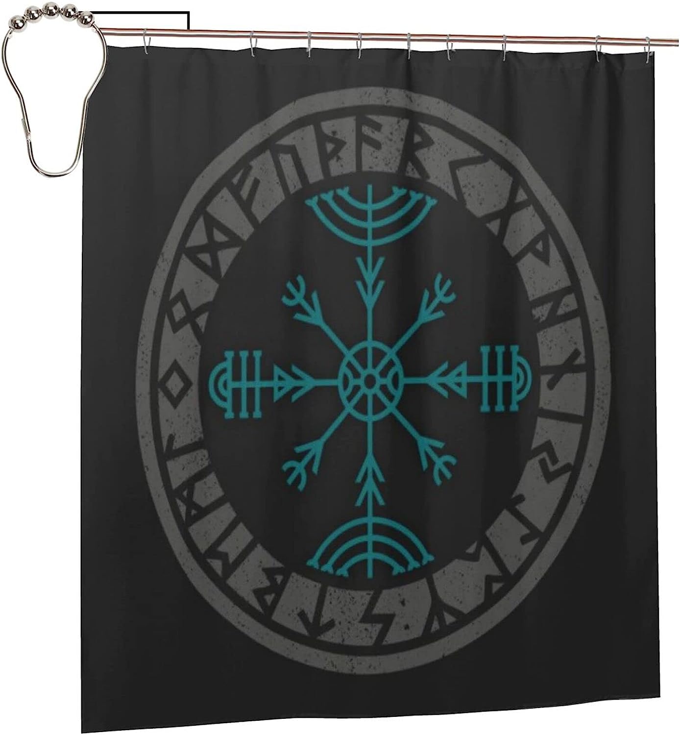 Viking Norse Mythology Warrior Compass Print Shower Curtain