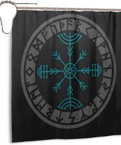 Viking Norse Mythology Warrior Compass Print Shower Curtain