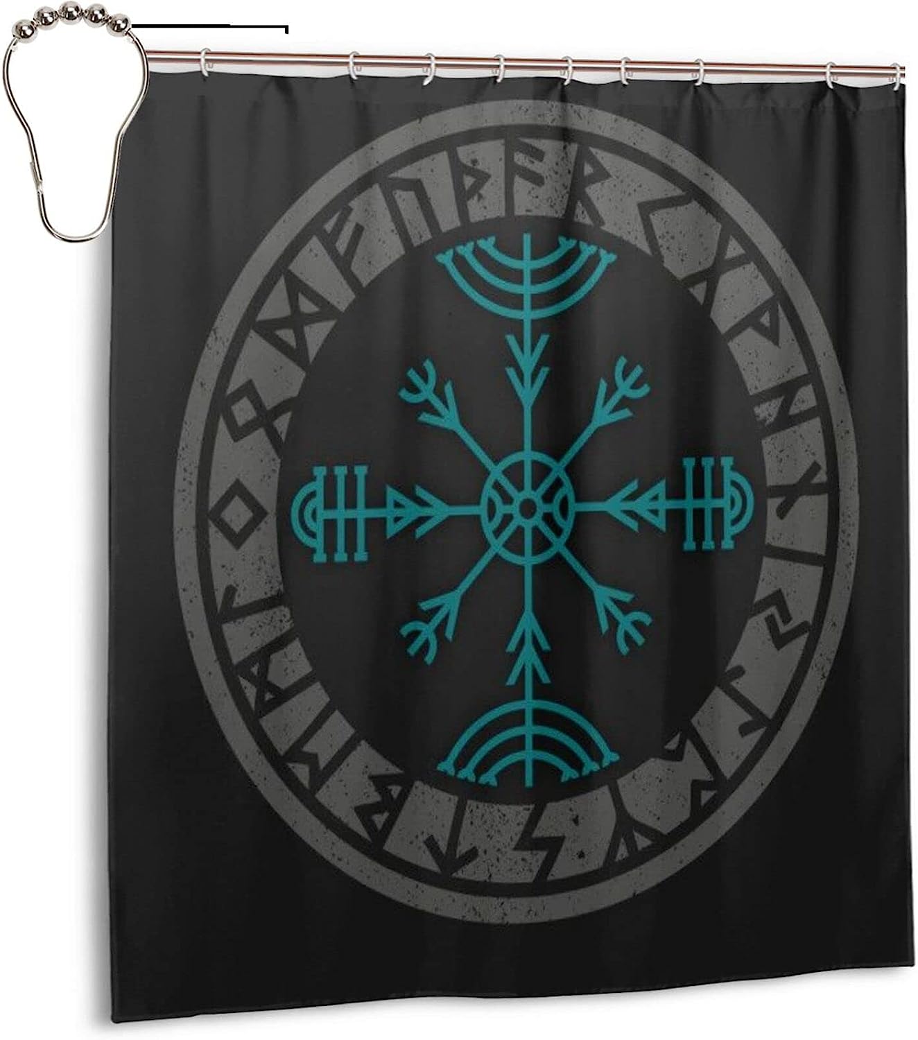 Viking Norse Mythology Warrior Compass Print Shower Curtain