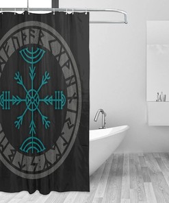 Viking Norse Mythology Warrior Compass Print Shower Curtain