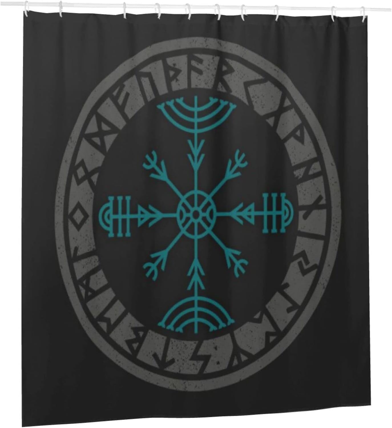 Viking Norse Mythology Warrior Compass Print Shower Curtain - Waterproof Bath Curtain