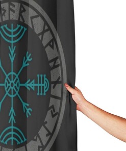 Viking Norse Mythology Warrior Compass Print Shower Curtain - Waterproof Bath Curtain