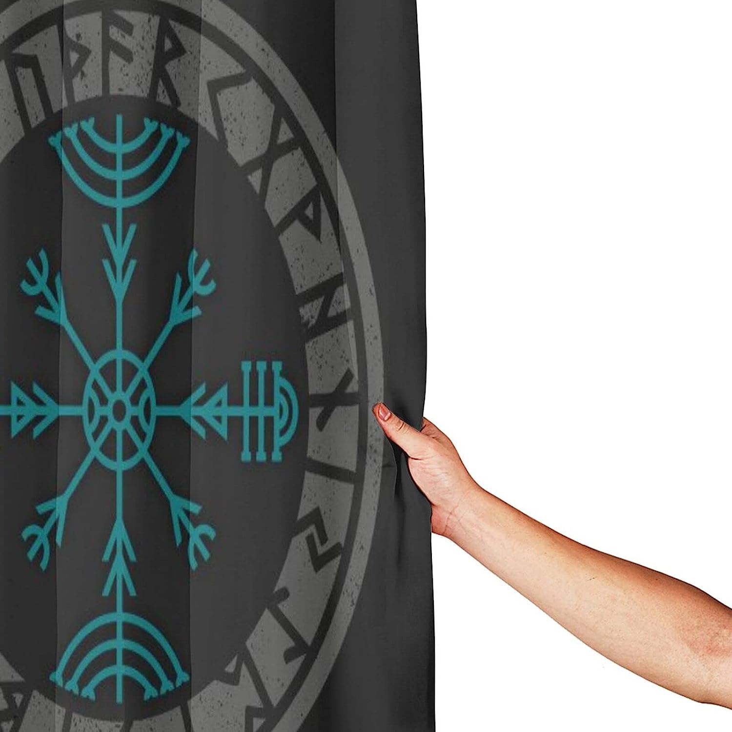 Viking Norse Mythology Warrior Compass Print Shower Curtain - Waterproof Bath Curtain