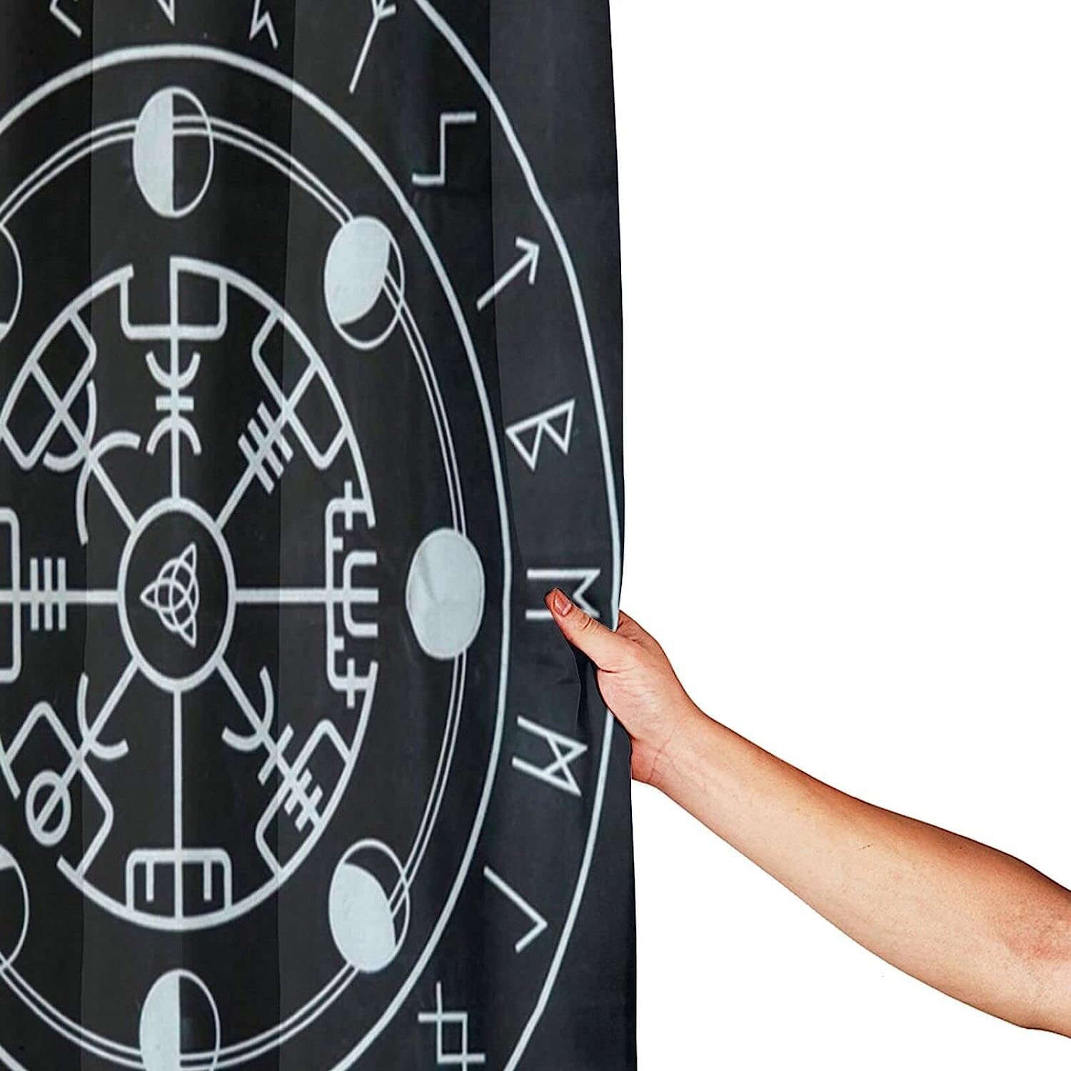 Viking Norse Mythology Warrior Compass Print Shower Curtain - Waterproof Bath Curtain with Design