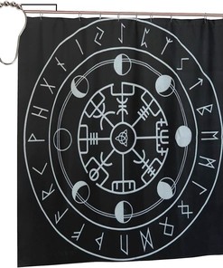 Viking Norse Mythology Warrior Compass Print Shower Curtain in style Viking