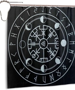 Viking Norse Mythology Warrior Compass Print Shower Curtain in style Viking