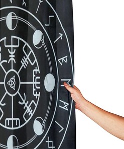 Viking Norse Mythology Warrior Compass Print Shower Curtain in style Viking