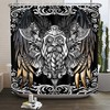 Viking Odin Nordic Theme Style Shower Curtain, Black and White Bathroom Shower Curtain, God Art Bathing Curtain