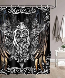 Viking Odin Norse Mythology Shower Curtain - Viking-Themed Bathroom Decor