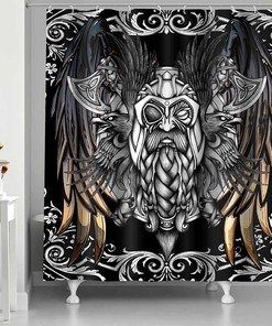 Viking Odin Norse Mythology Shower Curtain - Viking-Themed Bathroom Decor