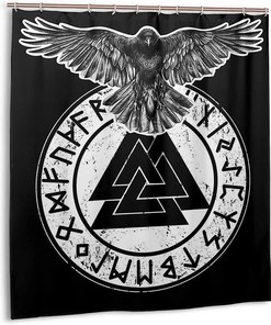 Viking Odin Thor God of Hammers Print Shower Curtain Decor for Home, Hotel, Office