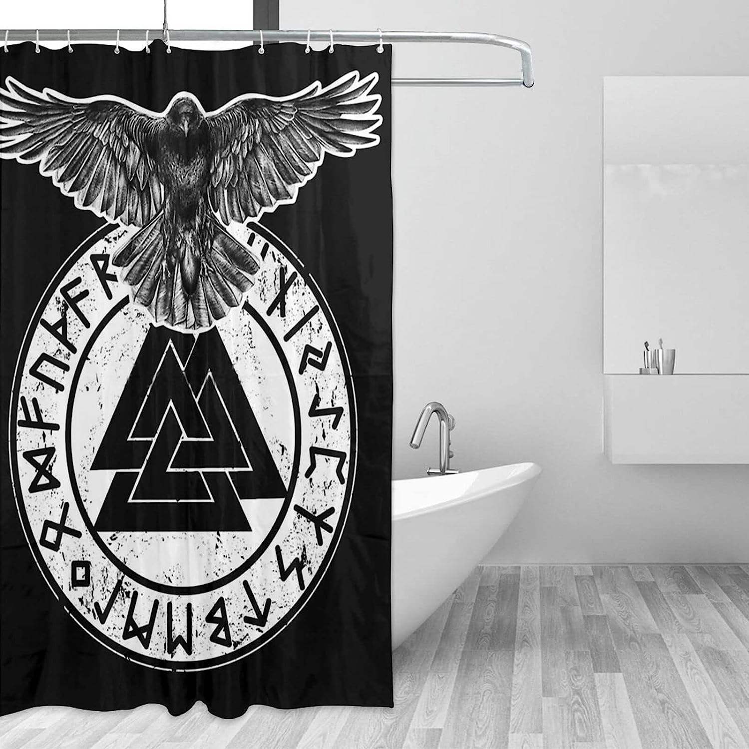 Viking Odin Thor God of Hammers Print Shower Curtain Decor for Home, Hotel, Office