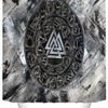 Viking Raven Odin Valknut Mystical Symbol Psychedelic Runes Nordic Art Printed Shower Curtain for Viking Bathroom Decor