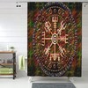 Viking Rune Circle Shower Curtain - Embrace Your Inner Warrior with a Vintage and Waterproof Bathroom Curtain