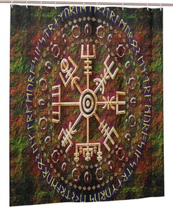 Viking Rune Circle Shower Curtain - Embrace Your Inner Warrior with a Vintage and Waterproof Bathroom Curtain