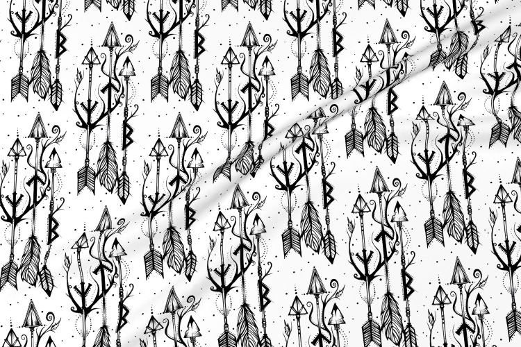 Viking Runic Arrows Shower Curtain Panel - Bohemian Chic and Unique Design