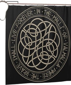 Viking Scandinavian Circle Pattern Print Shower Curtain Bathroom Decor for Home, Hotel, Office 