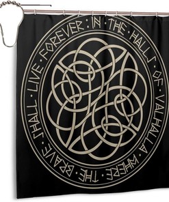 Viking Scandinavian Circle Pattern Print Shower Curtain Bathroom Decor for Home, Hotel, Office
