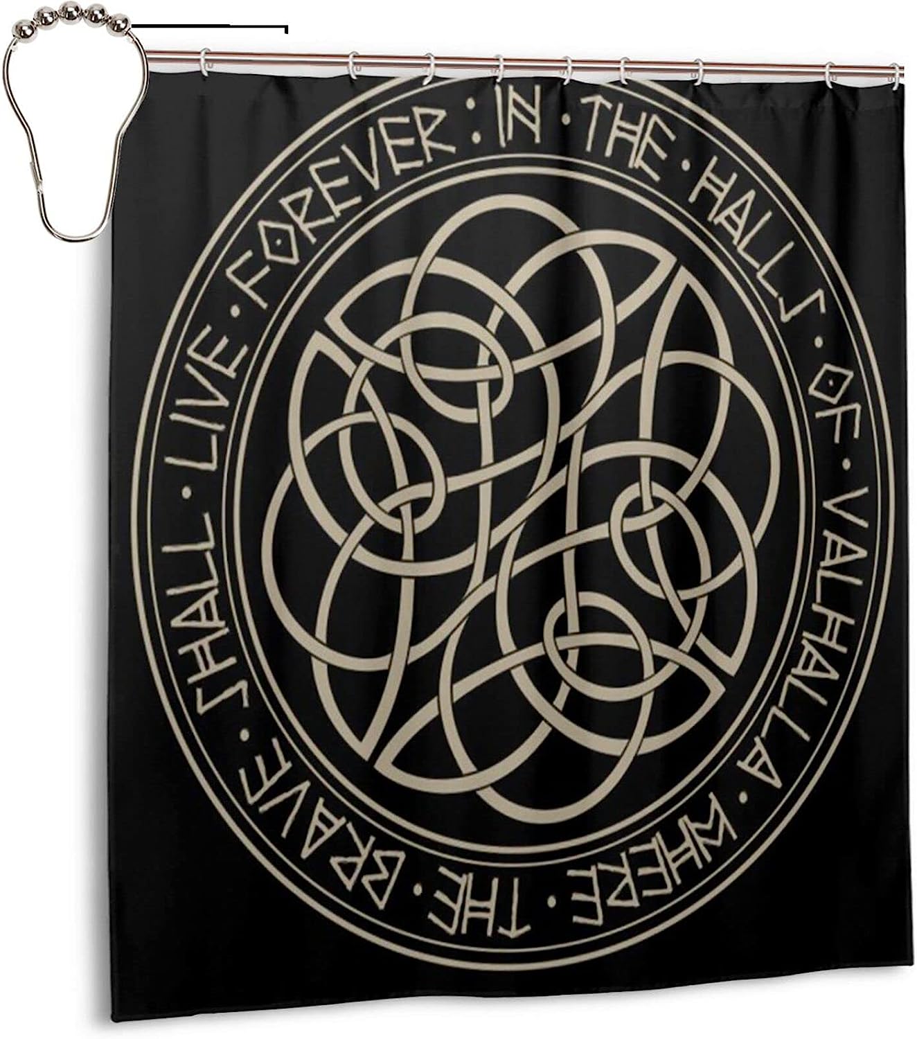 Viking Scandinavian Circle Pattern Print Shower Curtain Bathroom Decor for Home, Hotel, Office