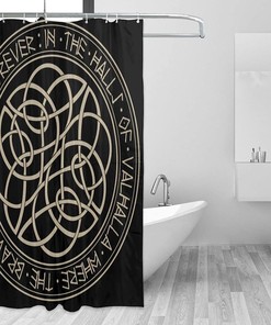 Viking Scandinavian Circle Pattern Print Shower Curtain Bathroom Decor for Home, Hotel, Office
