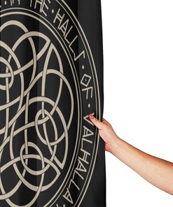Viking Scandinavian Circle Pattern Print Shower Curtain Bathroom Decor for Home, Hotel, Office