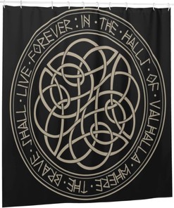 Viking Scandinavian Circle Pattern Print Shower Curtain - Waterproof Bath Curtain with Bathroom Decor for Home
