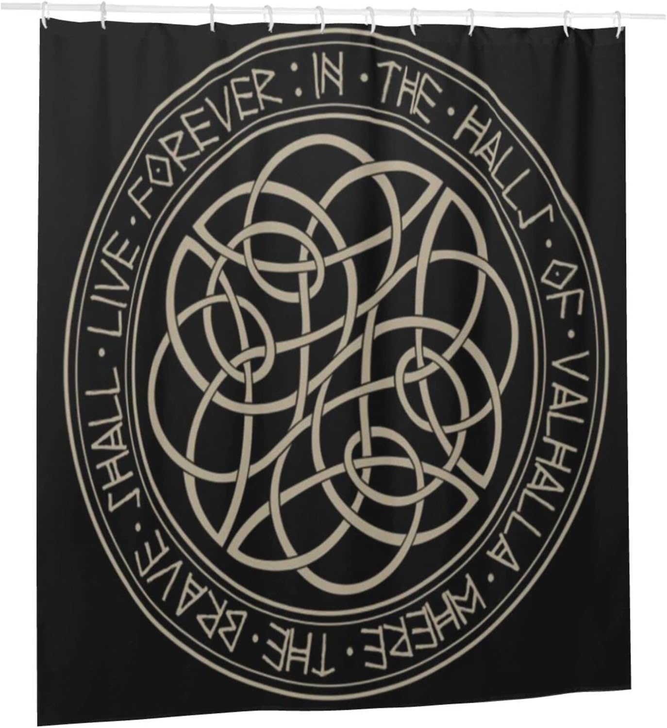 Viking Scandinavian Circle Pattern Print Shower Curtain - Waterproof Bath Curtain with Bathroom Decor for Home