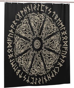 Viking Shield and Runes Shower Curtain for a Warrior-Like Atmosphere