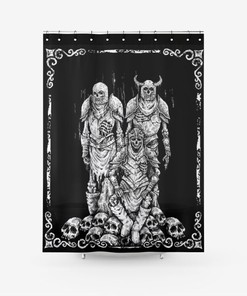 Viking Skull Texture Shower Curtain for a Bold and Masculine Bathroom
