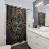 Viking Story Shower Curtain with Jormungandr the World Serpent and Knotwork for Housewarming Gift 
