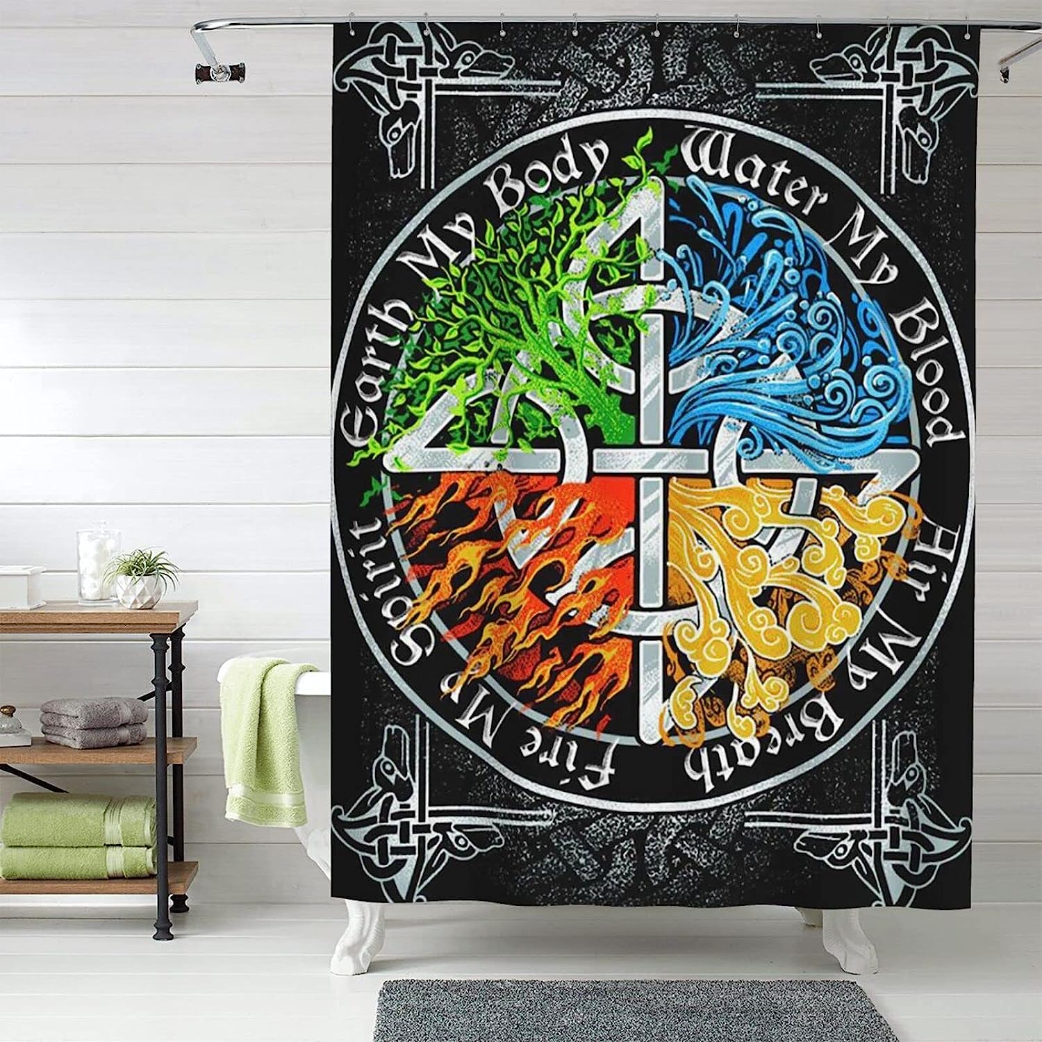 Viking Symbols Shower Curtain for a Nordic Feel
