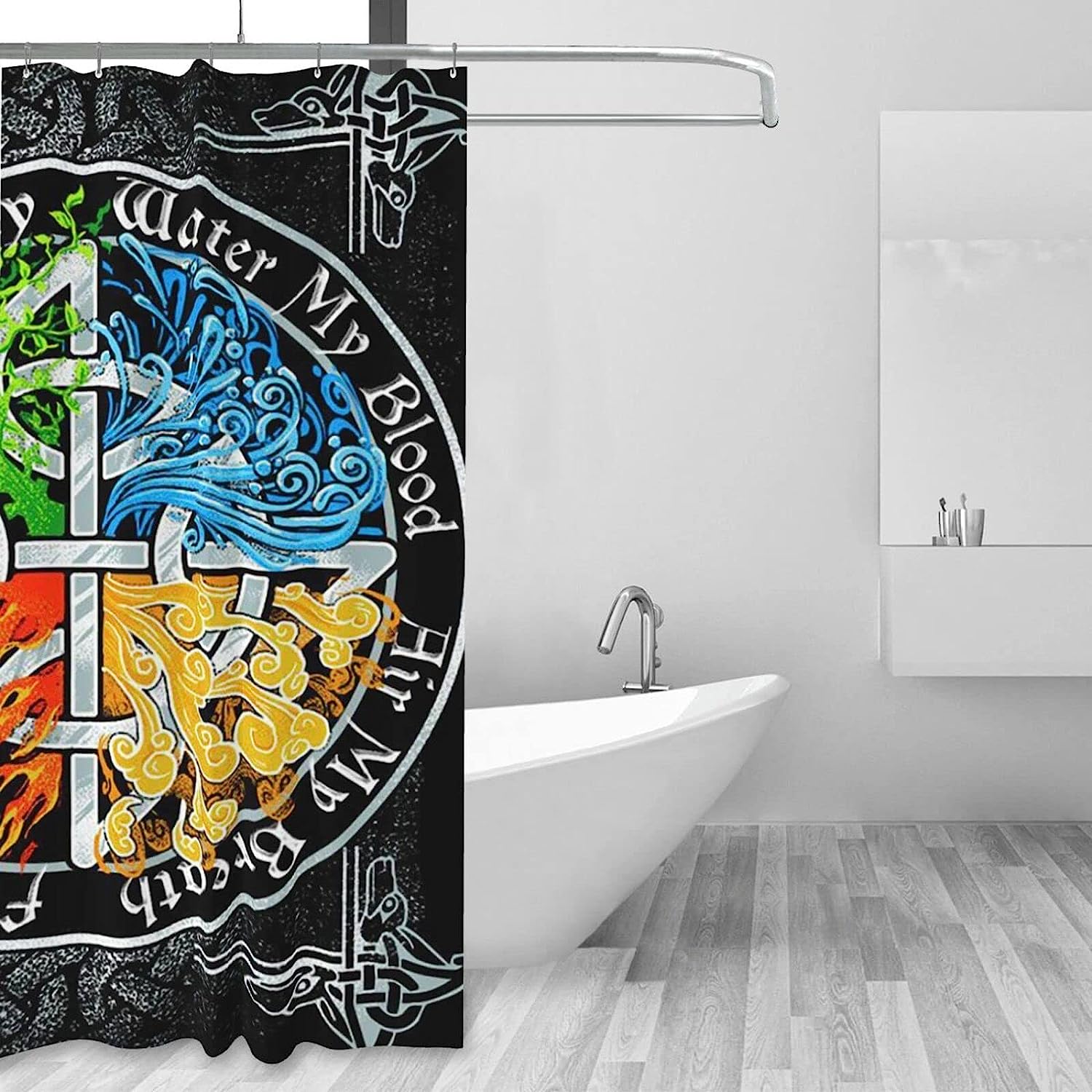 Viking Symbols Shower Curtain for a Nordic Feel