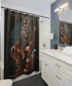 Viking Warrior Knotwork Story Shower Curtain - Housewarming Gift Idea