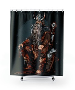 Viking Warrior Knotwork Story Shower Curtain - Housewarming Gift Idea