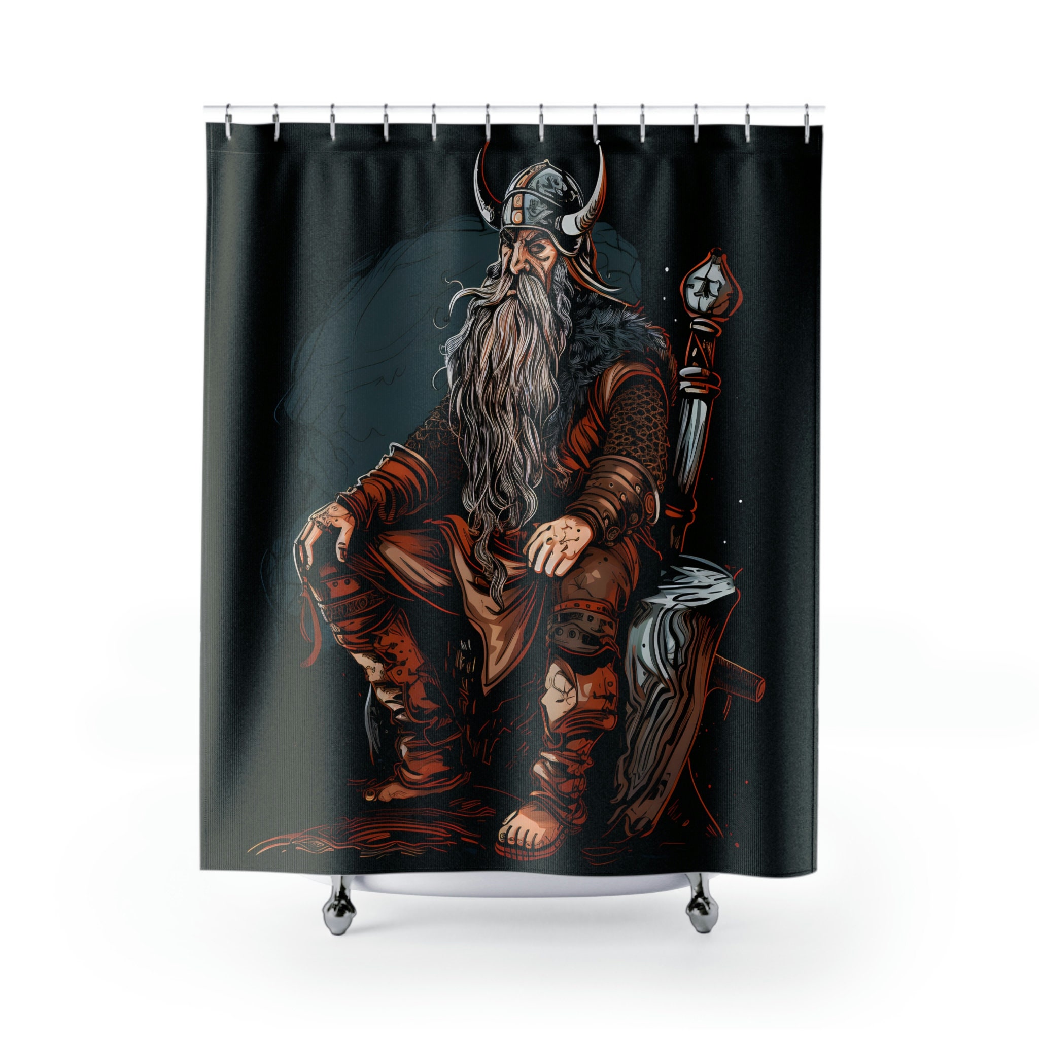 Viking Warrior Knotwork Story Shower Curtain - Housewarming Gift Idea