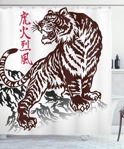Viking Warrior Tattoo Print Shower Curtain for Masculine Touch