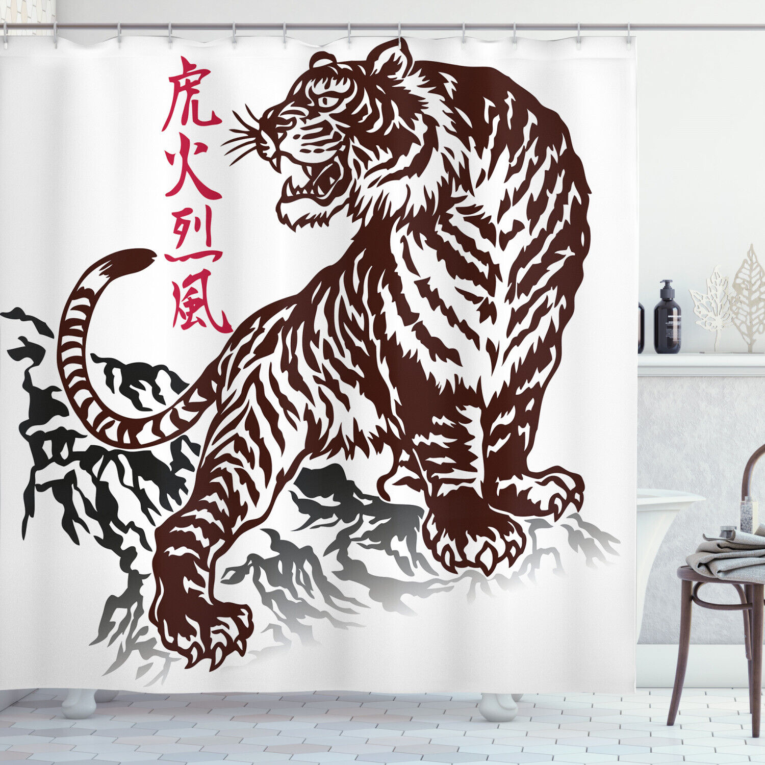 Viking Warrior Tattoo Print Shower Curtain for Masculine Touch